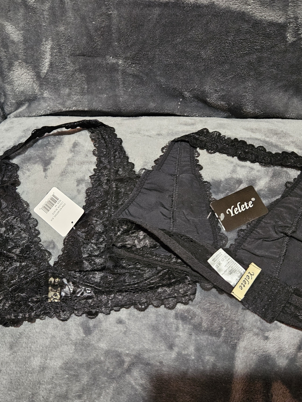 Yelete Black Lace Bralette Set Of 2